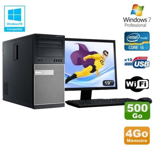Dell - Lot PC Tour Dell 7010 Core I5-3470 3.2Ghz 4Go 500Go DVD WIFI Win 7 + Ecran 19 Dell  - Produits reconditionnés et d'occasion