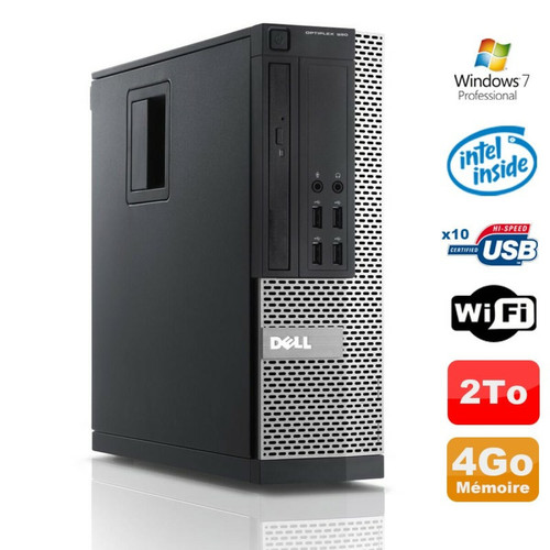 Dell - PC Dell Optiplex 990 SFF Intel G630 2.7GHz 4Go Disque 2000Go DVD Wifi W7 Dell  - Produits reconditionnés et d'occasion