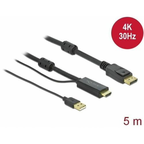 Delock - Cle HDMI(M)-Displayport (M)4K 5M USB A(M) black 85966 Delock  - Delock