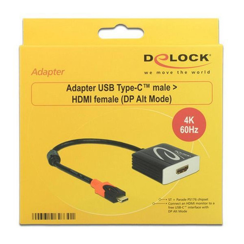 Delock - DeLOCK Câble adaptateur USB Type C Mâle > HDMI 4 K/60 Hz femelle Noir DP Alt de la mode - Delock
