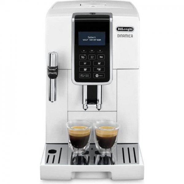 Expresso - Cafetière Delonghi Machine a Cafe  automatique DELONGHI Dinamica ECAM 350.35 W - Blanc - Avec buse vapeur Cappuccino - 15 bar