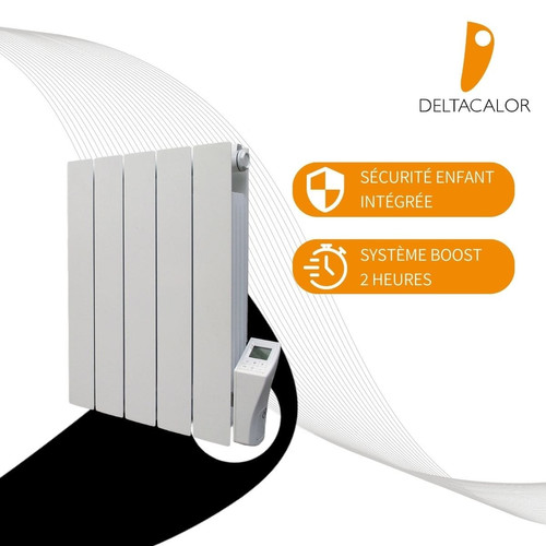 Deltacalor Radiateur électrique 1000W - Pierre naturelle - Système Boost 2h - Programmable - Blanc - Kurtzy Deltacalor