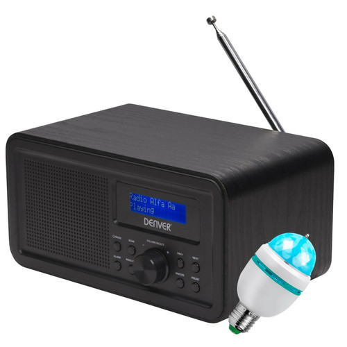 Radio Denver Denver DAB-30BLACK Radio portable 1W RMS - Personnel Numérique Noir, DAB + radio numérique, Fonctionne sur 230V ou piles