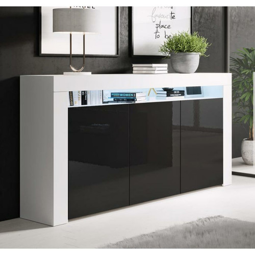 Design Ameublement - Buffet Bahut modèle Aker couleur blanc et noir Design Ameublement  - Buffet noir blanc