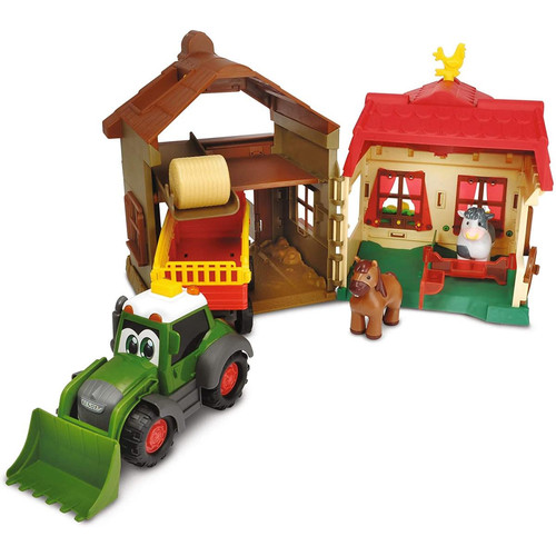 Jeux de récréation Dickie Toys 203818000 Happy Farm House, Kit pour Enfants à partir de 1 an, Tracteur avec Animaux, lumière & Son, Multicolore