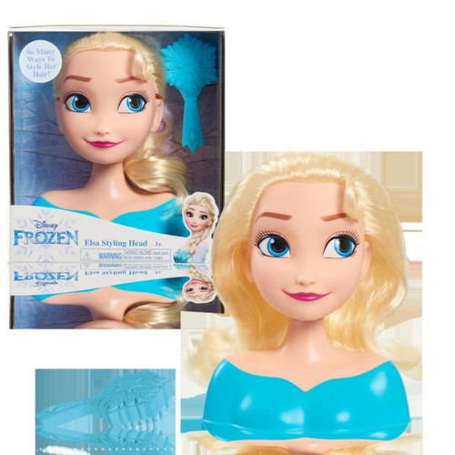 Poupées DISNEY FROZEN - Tete a coiffer Princesse Elsa - La Reine des Neiges II - Avec Brosse - 20 cm - Petit modele