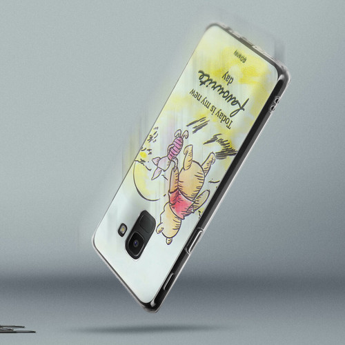 Coque, étui smartphone Coque Galaxy J6 Design Winnie & Porcinet Silicone Ultra-fine Disney Blanc
