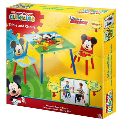 Mobilier bébé Disney Table et chaises 3 pcs Mickey Mouse Bois WORL119014