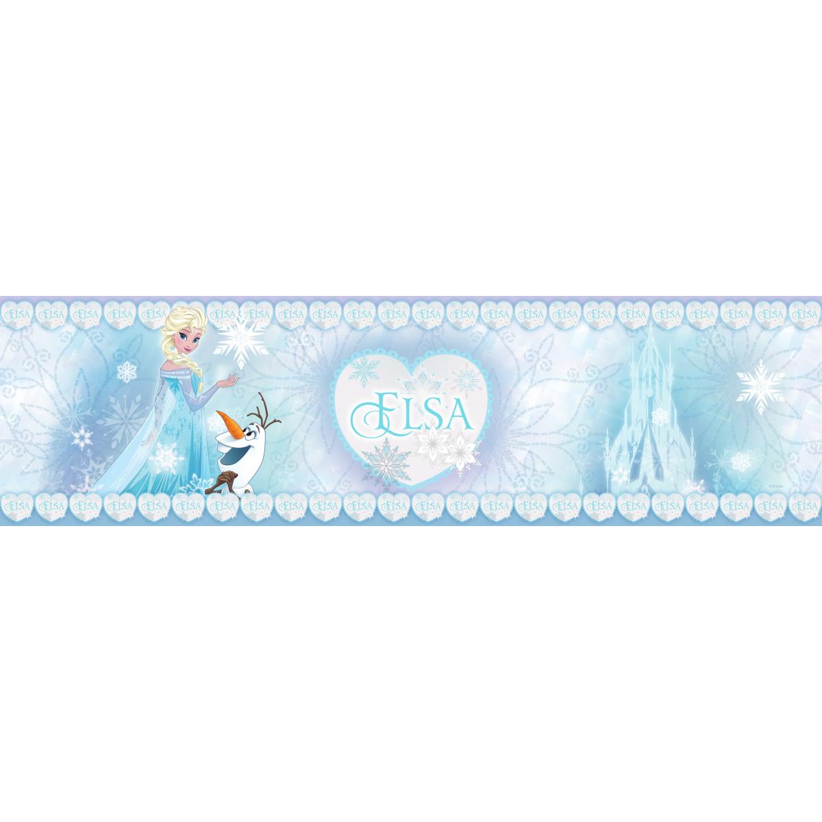 Décoration chambre enfant Disney Disney frise de papier peint adhésive La Reine des neiges Elsa bleu clair - 600016 - 14 x 500 cm