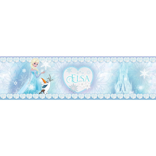 Disney - Disney frise de papier peint adhésive La Reine des neiges Elsa bleu clair - 600016 - 14 x 500 cm - Décoration chambre enfant Blue silver