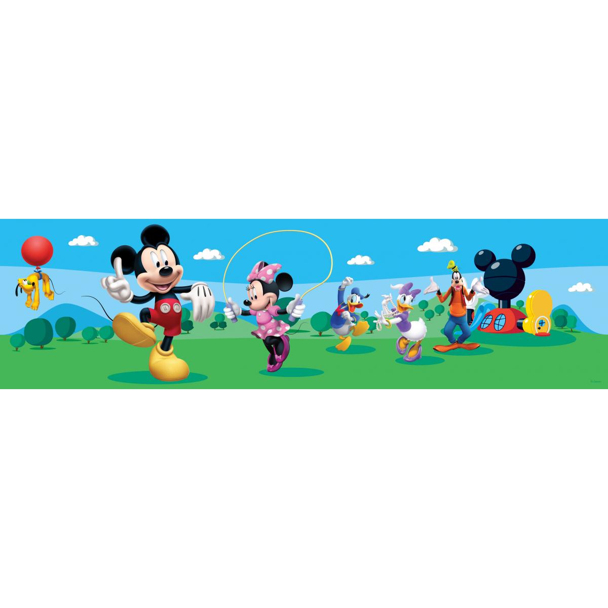 Décoration chambre enfant Disney Disney frise de papier peint adhésive Mickey Mouse vert et bleu - 600029 - 10 x 500 cm