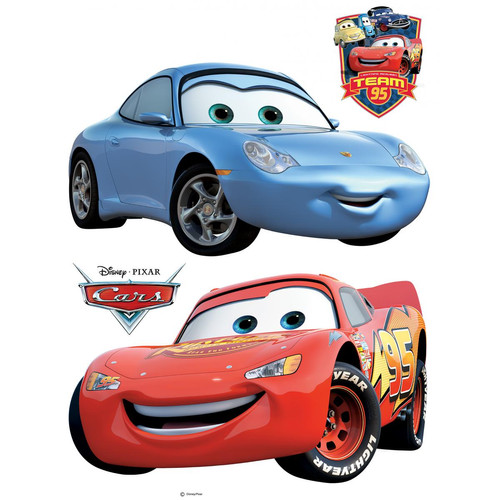 Disney - Disney sticker mural Cars bleu et rouge - 600178 - 65 x 85 cm - Décoration chambre enfant Blue silver