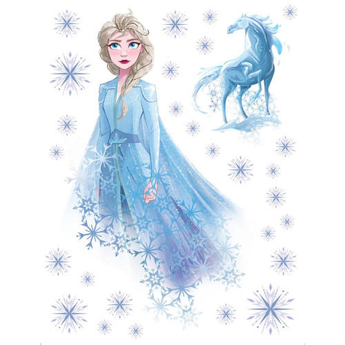 Disney - Disney sticker mural La Reine des neiges Elsa bleu clair - 600170 - 65 x 85 cm - Décoration chambre enfant Blue silver