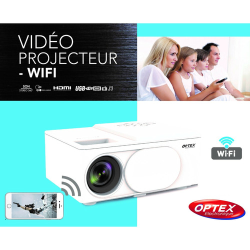 Vidéoprojecteurs polyvalent Vidéo Projecteur HD WIFI Portable Compact à LED - Vidéoprojecteur 1080P, Son stéréo 360°, Distance de projection 0.6 à 5 m, Support Multimédia