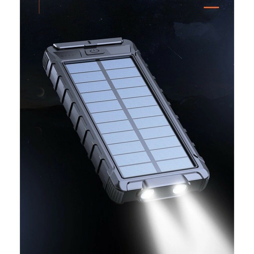 Divers Marques Chargeur solaire étanche 80000 mAh, batterie externe avec Port USB, pour Smartphone iPhone 13, avec lumière LED, Noir