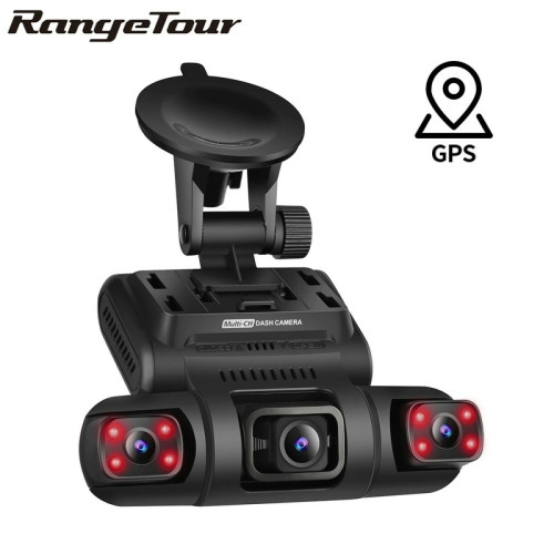 Enregistreur DVD Divers Marques Caméra de voiture Dash Cam WiFi GPS voiture DVR Range Tour - 3 canaux 2K + 1080P + 1080P, Double objectif, 8 lumières infrarouge, Vision nocturne, 3 objectifs 170 degrés