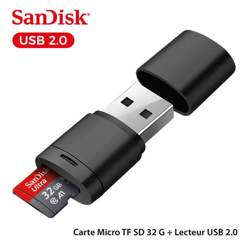 Divers Marques - Carte Micro TF SD classe 10 SanDisk 32 G + Lecteur USB 2.0 - originale, carte mémoire pour Smartphone Tablette Caméra Surveillance Divers Marques  - Accessoires sécurité connectée