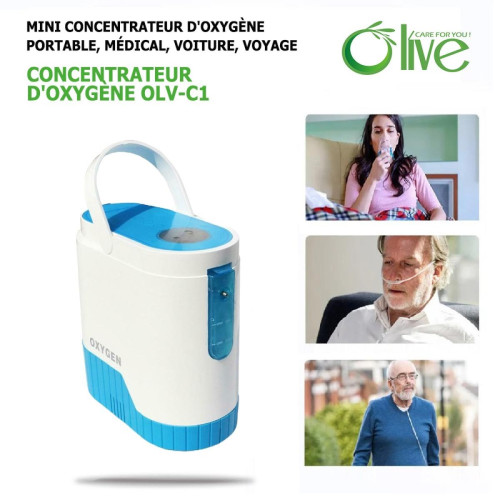Divers Marques - Mini Concentrateur d'Oxygène Portable OLV-C1 Usage Médical, Faible Bruit Moins de 40db, Débit 1-5L/min, Batterie De Secours Divers Marques  - Soin du corps