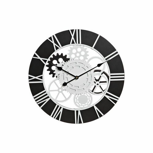 DKD Home Decor - Horloge Murale DKD Home Decor Bois Noir Blanc Fer Engrenage (60 x 4 x 60 cm) DKD Home Decor  - Horloge engrenage