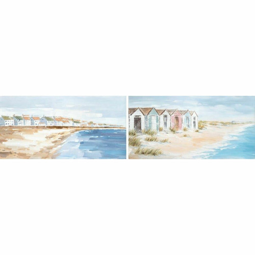 Tableaux, peintures DKD Home Decor Toile DKD Home Decor 120 x 3,5 x 60 cm 120 x 3,7 x 60 cm Plage méditerranéen (2 Unités)
