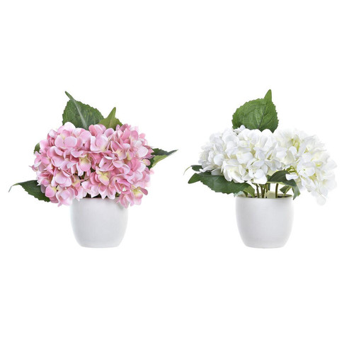 DKD Home Decor - Fleurs décoratives DKD Home Decor Rose Tissu Blanc PE (26 x 26 x 29 cm) (2 Unités) DKD Home Decor  - Rose artificielle