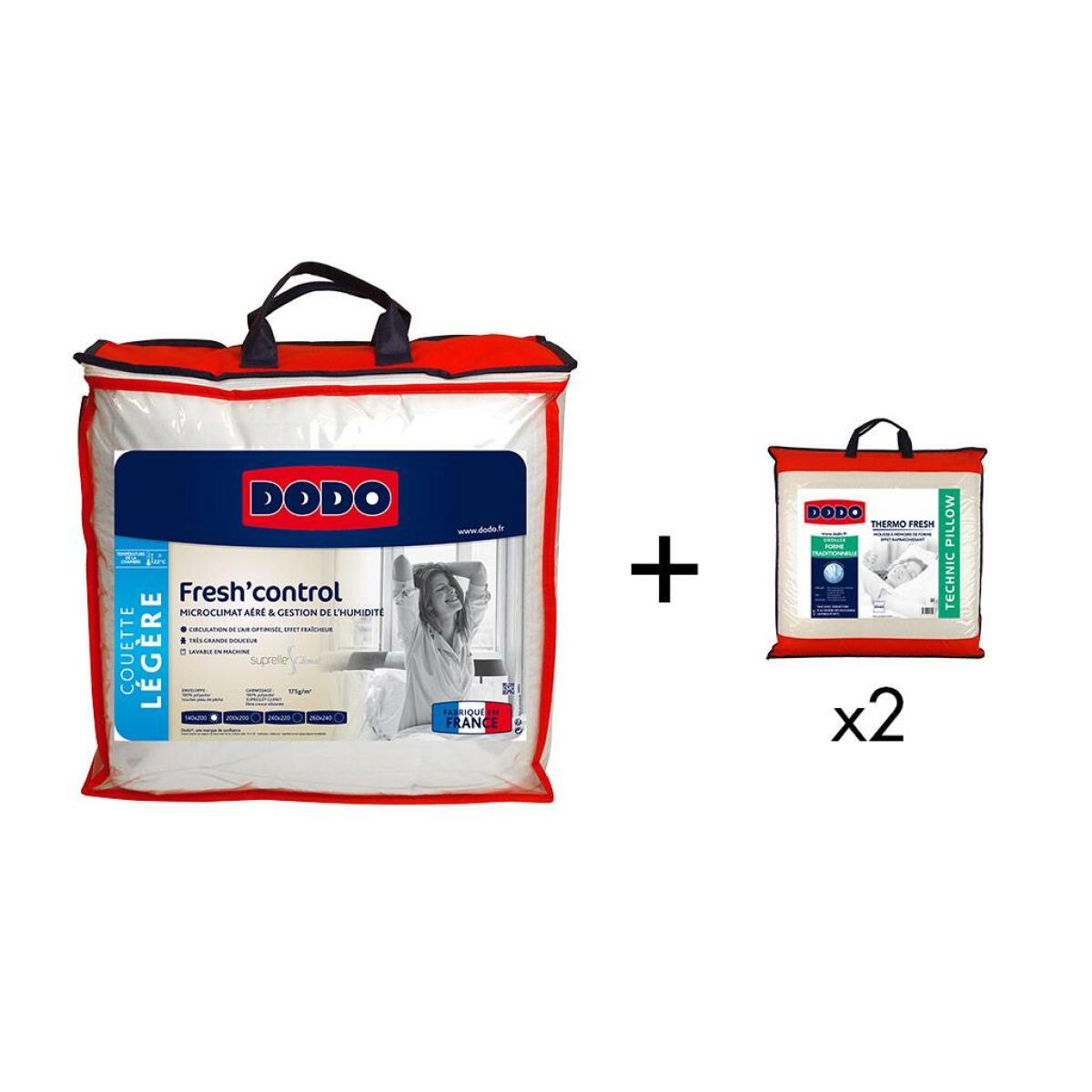 Dodo - Pack DODO couette 220 x 240 cm anti-transpirante + 2