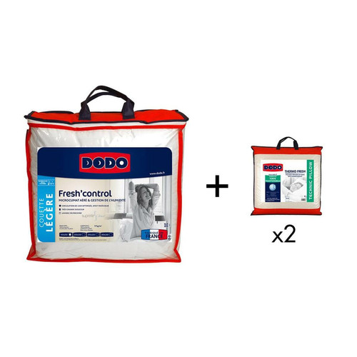 Dodo - Pack DODO couette 240 x 260 cm anti-transpirante + 2 oreillers 60 x 60 cm effet rafraîchissant FRESH CONTROL - Dodo