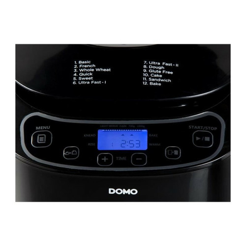 Domo DOMO B3973 Machine a pain automatique - 12 programmes - pains de 700 ou 1000g - Noir
