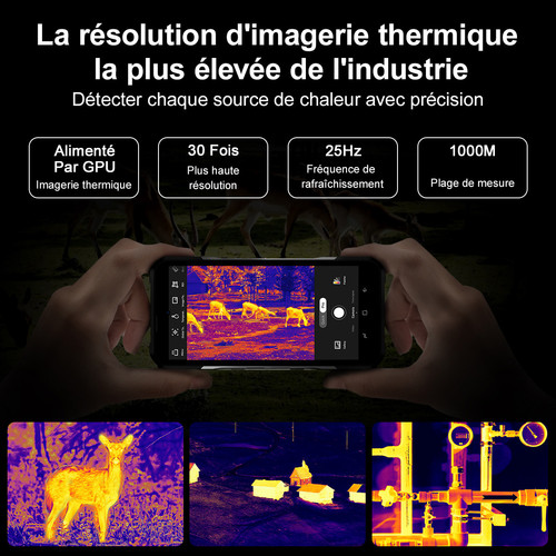 Doogee Smartphone DOOGEE V20 PRO imagerie thermique Android 12 12Go+256Go 6.43" écran 5G téléphone portable 6000mAh batterie 33W charge rapide-Noir