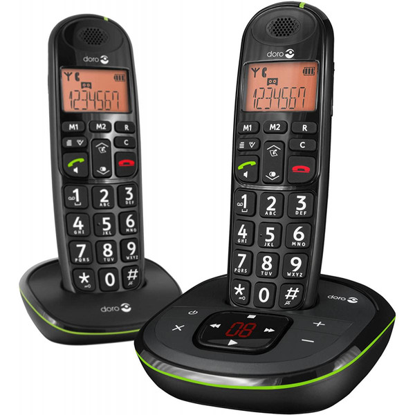 Téléphone fixe-répondeur Doro telephone Sans fil avec répondeur et écran noir vert