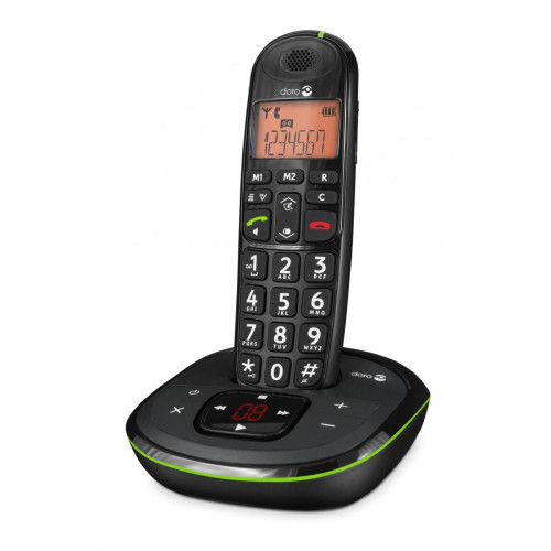 Doro - Téléphone sans fil dect noir avec répondeur - phoneeasy105wr - DORO - Téléphone fixe-répondeur