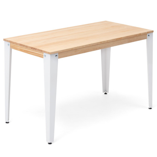 Ds Meubles - Table bureau Lunds 120x60 Blanc-Naturel - Marchand Ds meubles