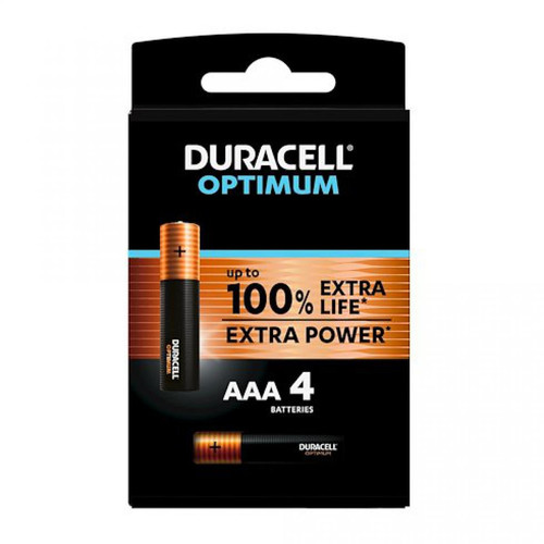 Piles rechargeables Duracell Pile Alcaline AAA - LR03 Duracell Optimum - Blister de 4