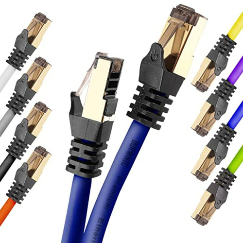 Duronic - CAT8 BE Câble Ethernet 2 M Bleu | S/FTP paire torsadée écrantée et blindée | Bande passante 2GHz / 2000 MHz | Transmission des données 40 Gigabits | Connecteurs RJ45 en or avec manchon Duronic  - Duronic