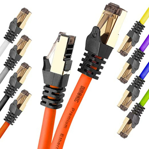 Duronic - CAT8 OE Câble Ethernet 1,5 M Orange | S/FTP paire torsadée écrantée et blindée | Bande passante 2GHz / 2000 MHz | Transmission des données 40 Gigabits | Connecteurs RJ45 en or avec manchon Duronic  - Duronic