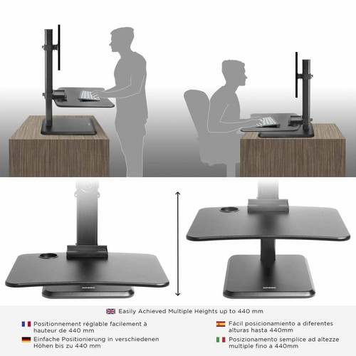 Bureau et table enfant Duronic DM05D14 Station de Travail Assis-Debout de 65 cm pour écran – Hauteur Ajustable pour Travailler Assis et Debout