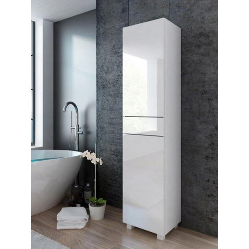 Dusine - Colonne Pureza 40 cm - Blanc Laqué et blanc MAT - suspendue ou sur pieds - Salle de bain, toilettes