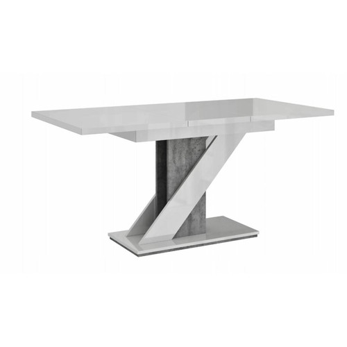 Dusine - TABLE A MANGER EXTENSIBLE EVAN - BLANC LAQUE ET BETON 120-160 CM Dusine  - Table laque