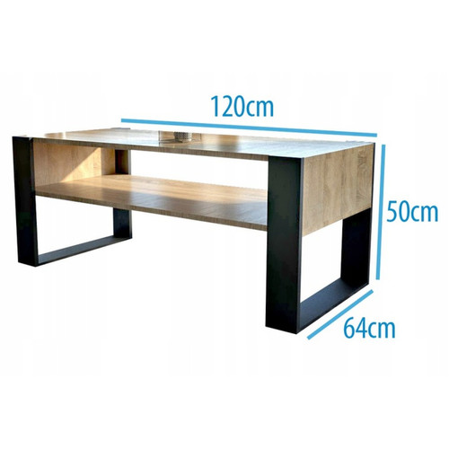 Tables basses TABLE BASSE LOVY CHÊNE / NOIR - STYLE INDUSTRIEL - 120cm x 64 cm