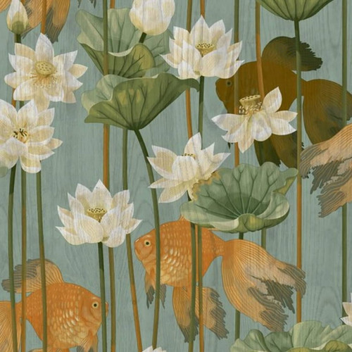 Dutch Wallcoverings - DUTCH WALLCOVERINGS Papier peint Poisson/fleur Vert Dutch Wallcoverings  - Dutch Wallcoverings