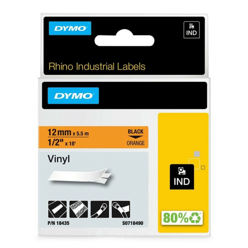 Imprimantes d'étiquettes Dymo Ruban Laminé pour Etiqueteuses Dymo 18435 Orange/Noir