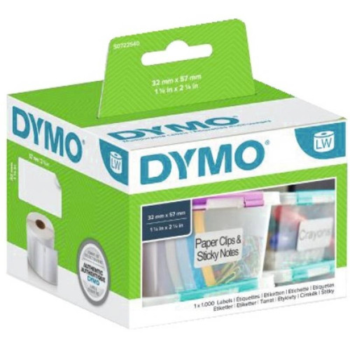 Dymo - Étiquettes DYMO LW multiusages grand format 54x70mm adhésif semipermanent noir sur fond blanc rouleau 320 étiquettes Dymo  - Pointes à tracer, cordeaux, marquage