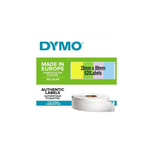 Cartouche d'encre Dymo DYMO LabelWriter Boite de 4 rouleaux de 130 étiquettes adresse papier couleur 28mm x 89mm, Jaune, Rose, Bleu, Vert