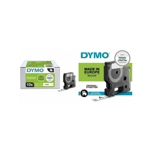 Pointes à tracer, cordeaux, marquage Dymo DYMO D1 Cassette de ruban à étiqueter, 19mm x7 m, pack de 10 ()