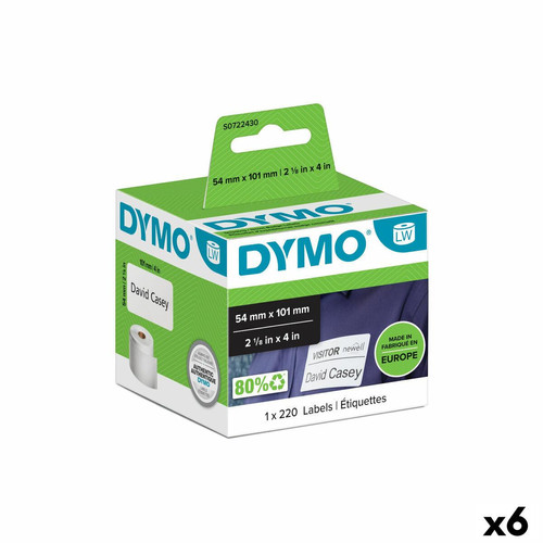 Dymo - Rouleau d'Étiquettes Dymo 99014 54 x 101 mm LabelWriter™ Blanc Noir (6 Unités) Dymo  - Dymo