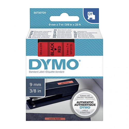 Dymo - Ruban étiqueteuse Dymo fond rouge écriture noire 9 mm x 7 m Dymo  - Etiqueteuse