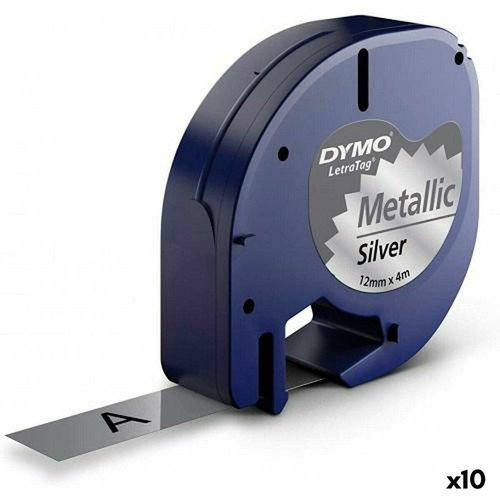Dymo - Ruban Laminé pour Etiqueteuses Dymo 91208 LetraTag® Noir Argent 12 mm (10 Unités) Dymo  - Dymo