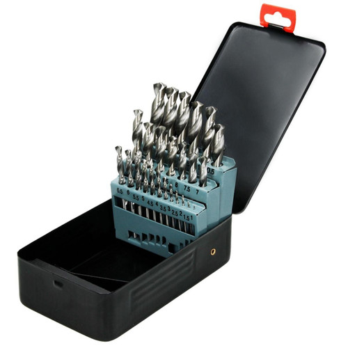Ecd Germany - Assortiment de 25 forets à métaux jeu de forets hélicoïdaux HSS-G boîte en métal - Coffrets outils