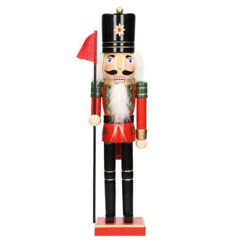 Ecd Germany - Casse-noisette soldat en bois décoration de Noël traditionnel chapeau noir 38 cm - Décoration De Table De Noël