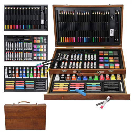 Ecd Germany - Coffret peinture huile acrylique crayons de couleur aquarelles pastel 112 pcs - Outillage à main